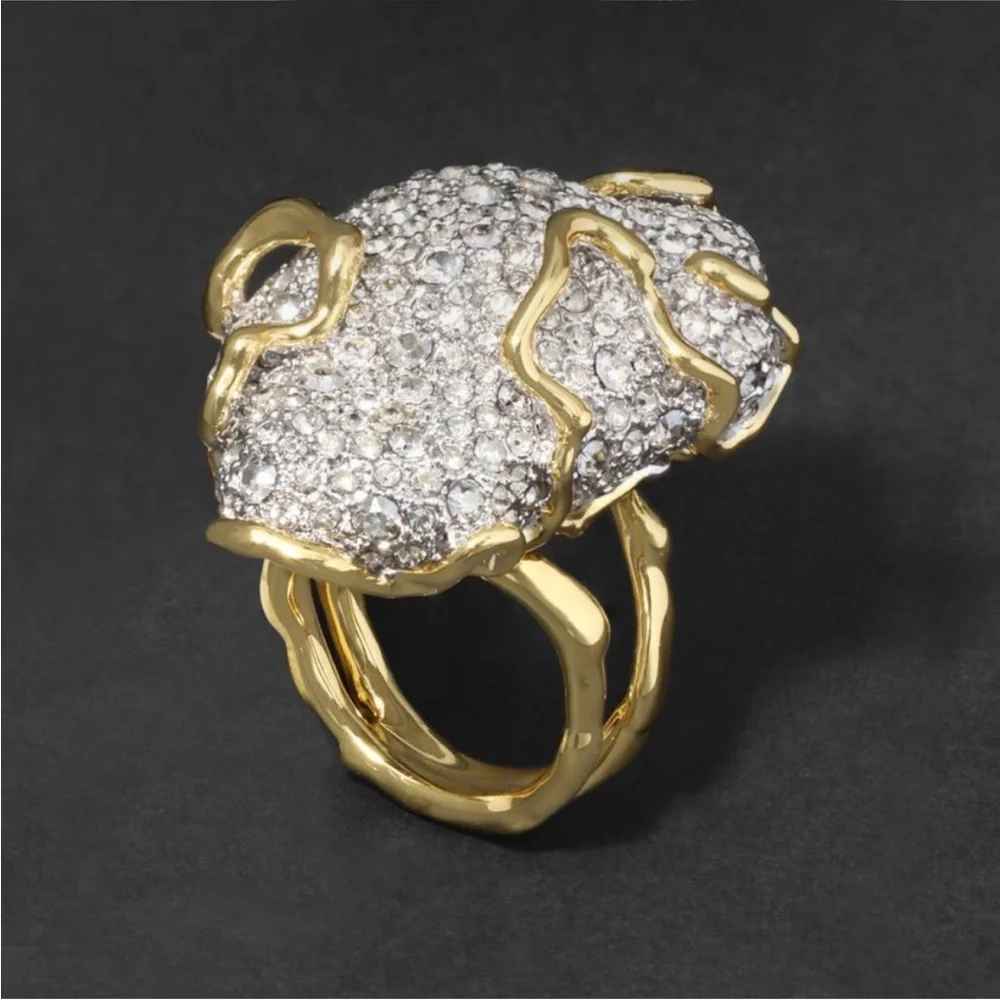 ALEXIS BITTAR • SOLANALES LARGE CRYSTAL PAVE GEODE RING sz 7.5